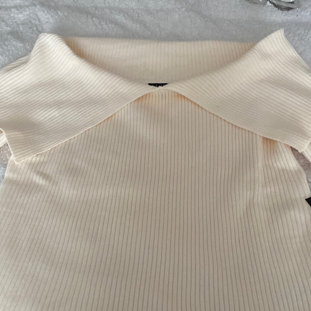 Eloquii Cream Ribbed Sweater - Picture 2 of 8